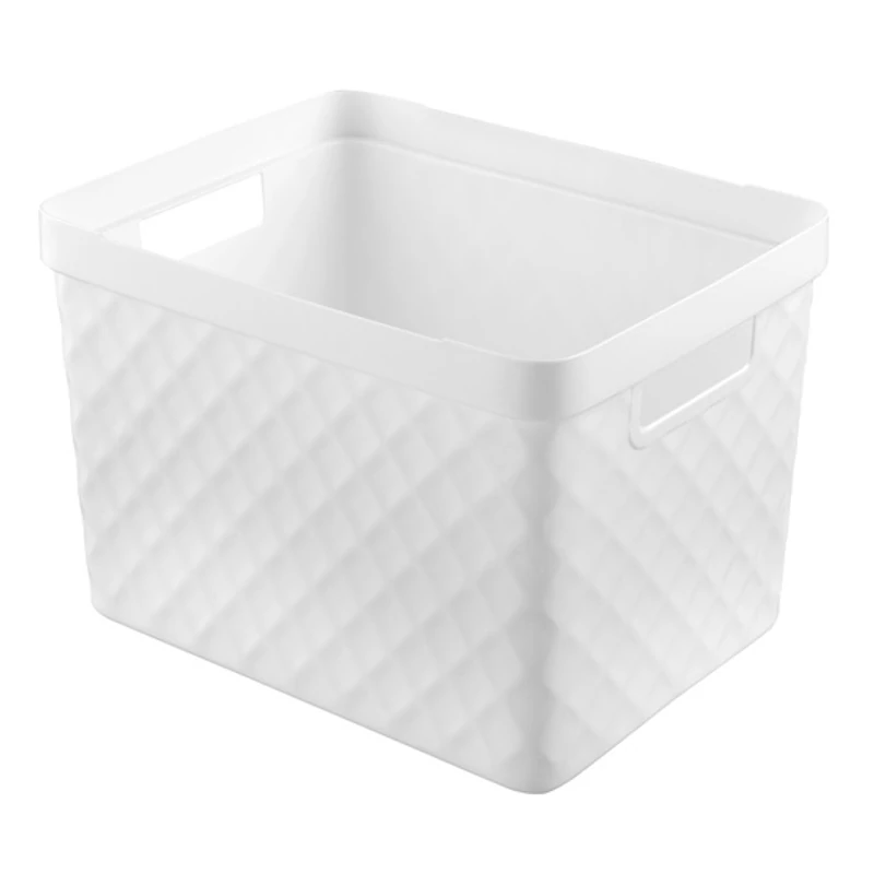 Heidrun Diamond tároló doboz – 17,5 literes, 36x27x23 cm, dekoratív műanyag tárolódoboz otthoni rendszerezéshez, kisebb háztartási cikkek tárolásához