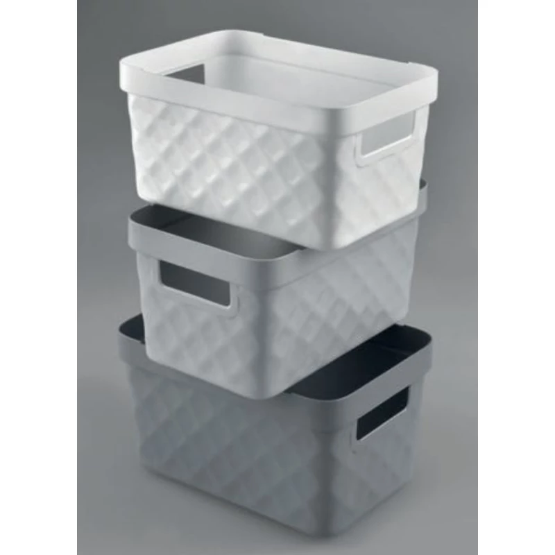 Heidrun Diamond tároló doboz – 4,5 literes, 18x27x14 cm, stílusos mintázatú műanyag tárolódoboz kisebb tárgyak rendszerezéséhez otthon vagy irodában-3