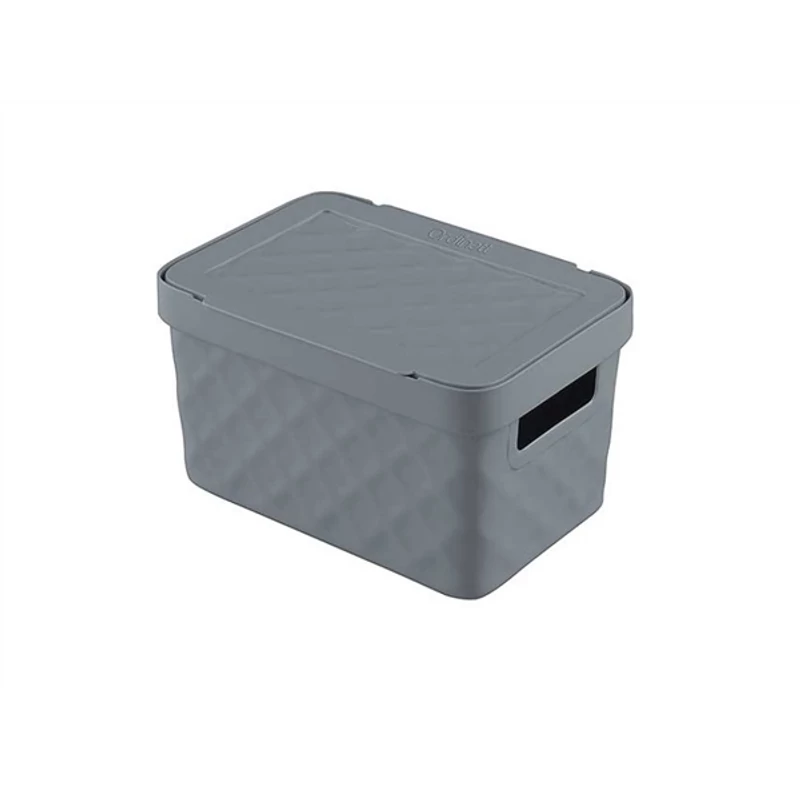 Heidrun Diamond tároló doboz tetővel – 4,5 literes, 18x27x14 cm, dekoratív műanyag doboz fedéllel, kisebb tárgyak pormentes tárolásához otthon vagy irodában-3
