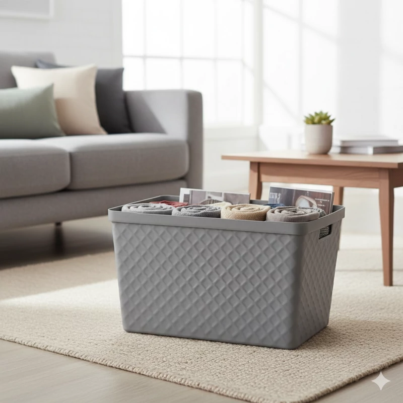 Heidrun Diamond tároló doboz – 51 literes, 56x36x32 cm, nagyméretű dekoratív műanyag tárolódoboz otthoni rendszerezéshez vagy tároláshoz-2