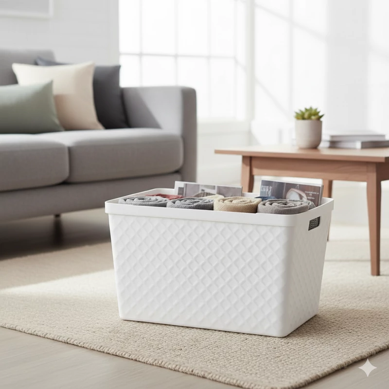 Heidrun Diamond tároló doboz – 51 literes, 56x36x32 cm, nagyméretű dekoratív műanyag tárolódoboz otthoni rendszerezéshez vagy tároláshoz-3