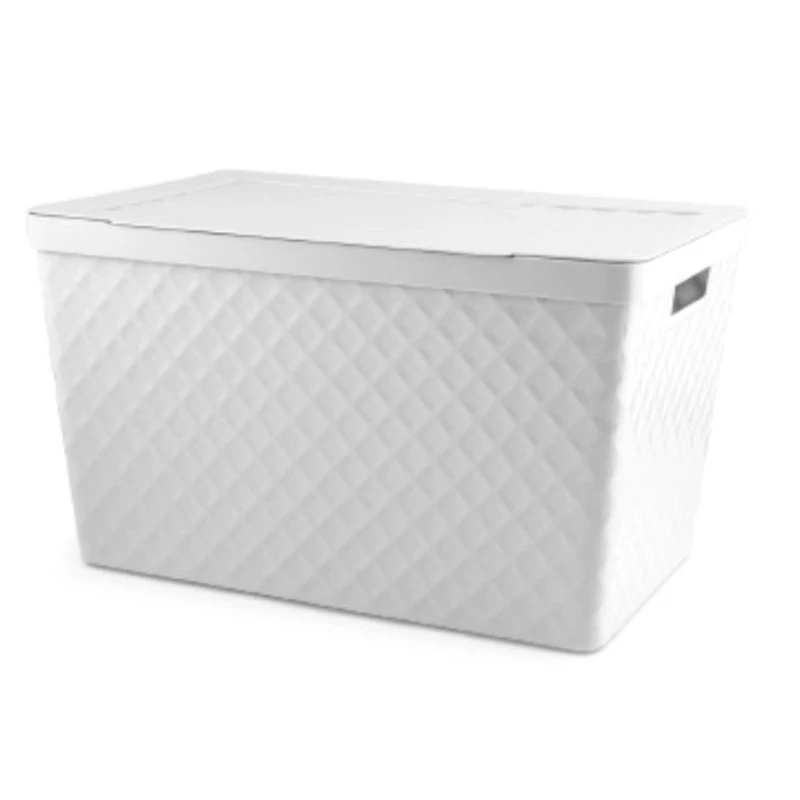 Heidrun Diamond tároló doboz tetővel – 51 literes, 56x36x32 cm, nagyméretű mintás műanyag tárolódoboz fedéllel, ideális ruhák, játékok vagy háztartási cikkek rendszerezéséhez-2