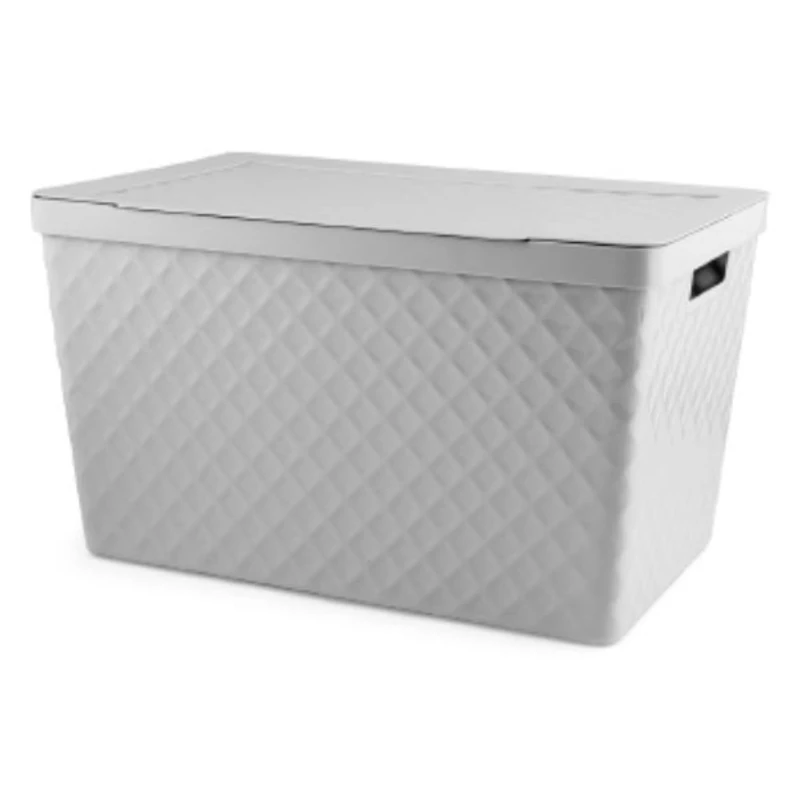 Heidrun Diamond tároló doboz tetővel – 51 literes, 56x36x32 cm, nagyméretű mintás műanyag tárolódoboz fedéllel, ideális ruhák, játékok vagy háztartási cikkek rendszerezéséhez-3
