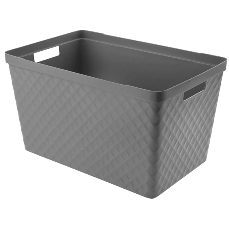 Heidrun Diamond tároló doboz – 51 literes, 56x36x32 cm, nagyméretű dekoratív műanyag tárolódoboz otthoni rendszerezéshez vagy tároláshoz