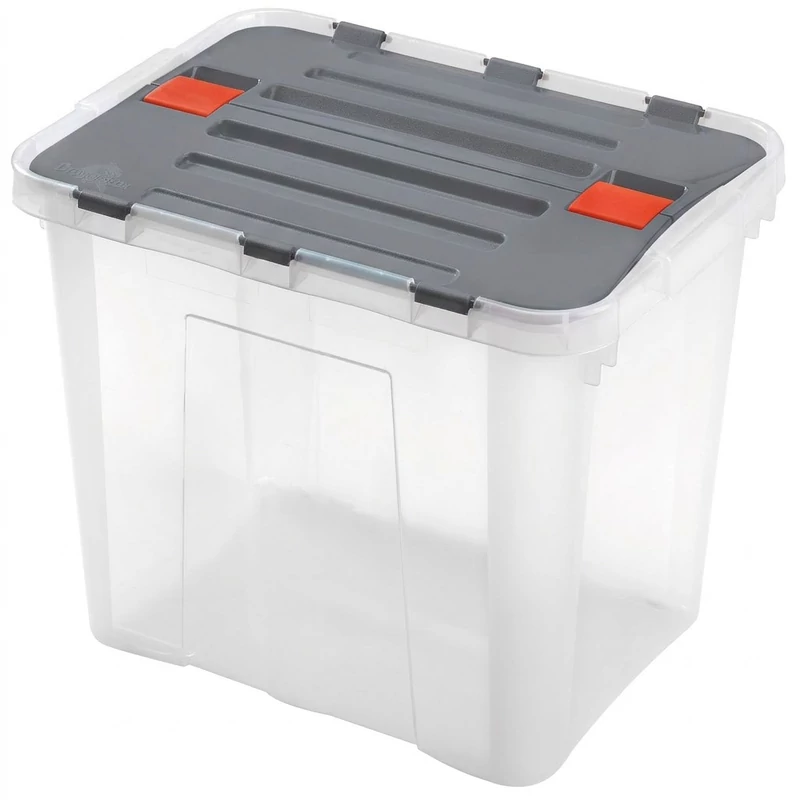 Heidrun Dragon Box átlátszó tároló doboz 30 literes, 42x31x34 cm méretben, Special Edition oldalra nyíló kivitelben, Clippes tetővel