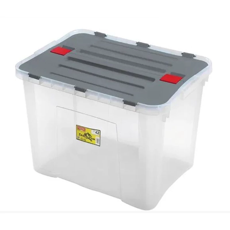 Heidrun Dragon Box átlátszó tároló doboz 42 literes, 49x36x34 cm méretben, Special Edition oldalra nyíló kivitelben, Clippes tetővel