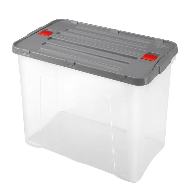 Heidrun Dragon Box átlátszó tároló doboz 60 literes, 59x36x40 cm méretben, Special Edition oldalra nyíló kivitelben, Clippes tetővel, masszív műanyag tárolódoboz