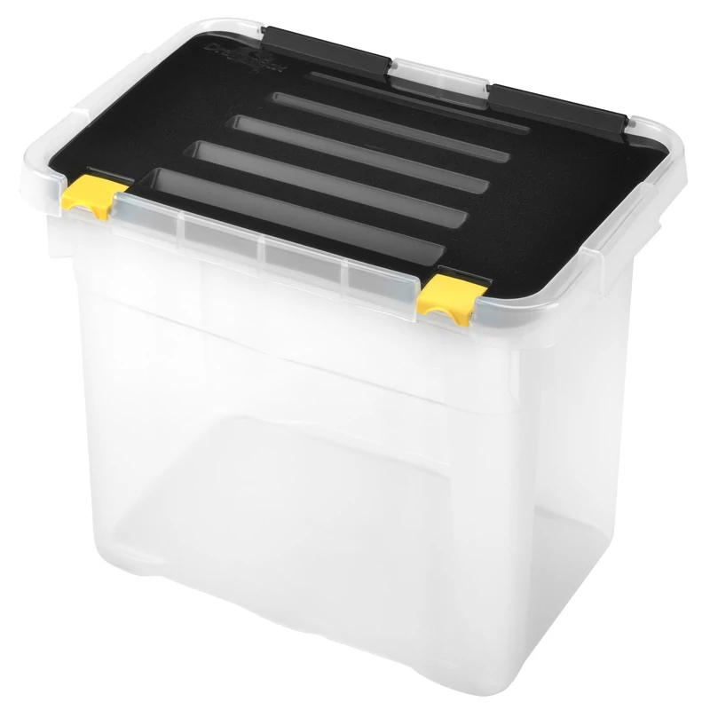 Heidrun Dragon Box tároló doboz – 18 literes, 39,5x27x27,5 cm, átlátszó műanyag doboz oldalra nyíló clippes tetővel, ideális háztartási vagy irodai rendszerezéshez