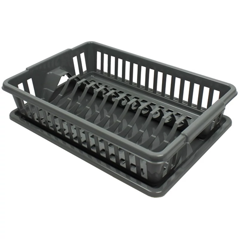 Heidrun edényszárító csepegtető tálcával, 38x26x9 cm méretben, kompakt műanyag edényszárító állvány konyhai használatra-2