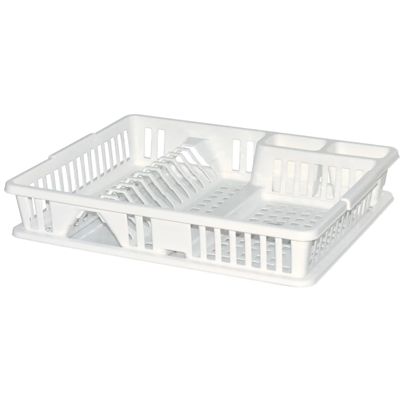 Heidrun edényszárító csepegtető tálcával, 47x39x10,5 cm méretben, nagyméretű műanyag edényszárító állvány konyhai használatra-2