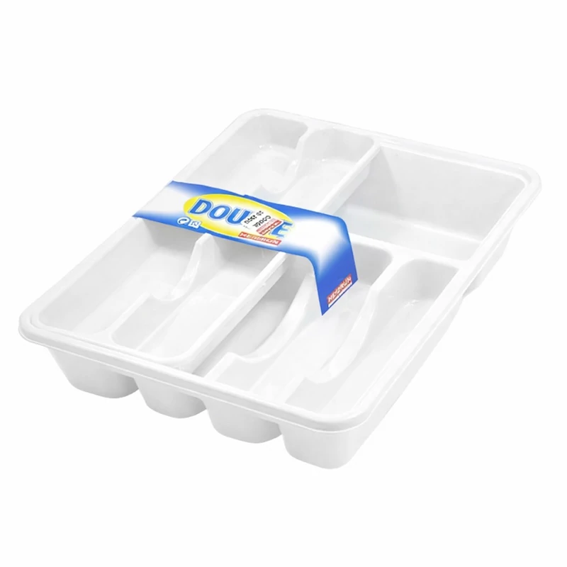 Heidrun evőeszköztartó fiókba 40x31x7 cm dupla rekeszes műanyag tároló kanalakhoz, villákhoz és késekhez