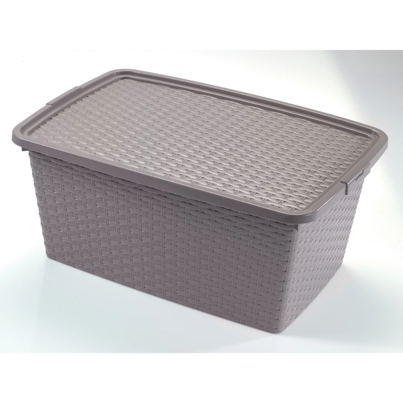 Heidrun Intrigobox zárt rattan mintás tárolódoboz 40L tetővel – 59x39x26cm-2