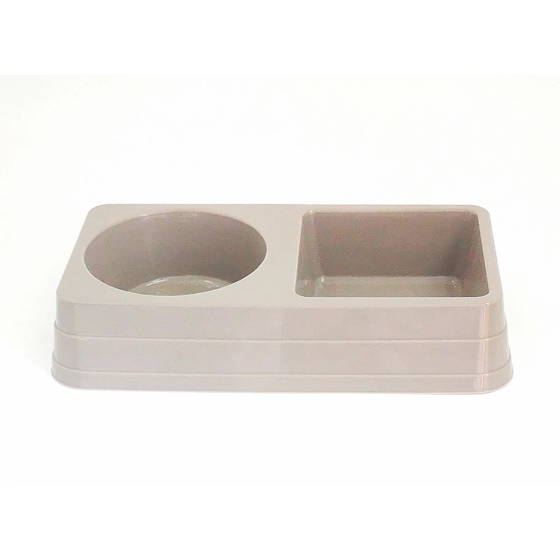 Heidrun kutya-macska etetőtál dupla kivitelben, 28x15x4,8 cm méretben, két rekesszel (0,35L x 2), praktikus állateledel tál házi kedvenceknek