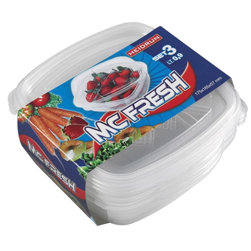 Heidrun Mc Fresh ételtároló 3 x 0,9 literes 17,5x16,5x5,7 cm műanyag doboz készlet