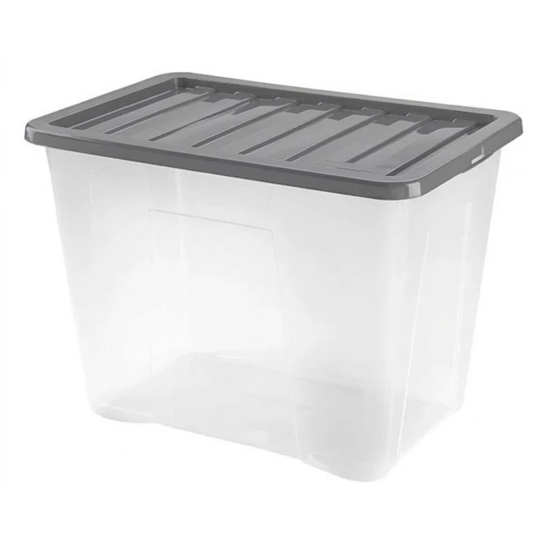 Heidrun Quasar átlátszó tároló doboz 110 literes, 60x50x51 cm méretben, Grand Chest kivitelben, műanyag tetővel, nagyméretű strapabíró tárolódoboz