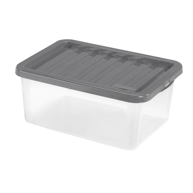 Heidrun Quasar átlátszó tároló doboz 13 literes, 38x28,5x16 cm méretben, műanyag tetővel, praktikus rendszerező és tárolódoboz
