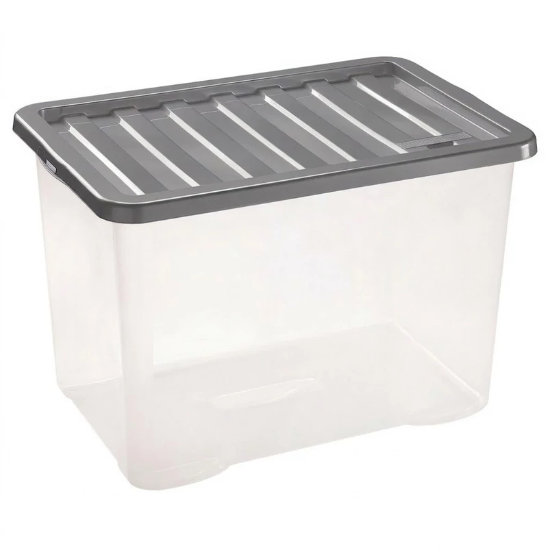 Heidrun Quasar átlátszó tároló doboz 28 literes, 43x33x26 cm méretben, műanyag tetővel, praktikus rendszerező és tárolódoboz otthonra vagy irodába