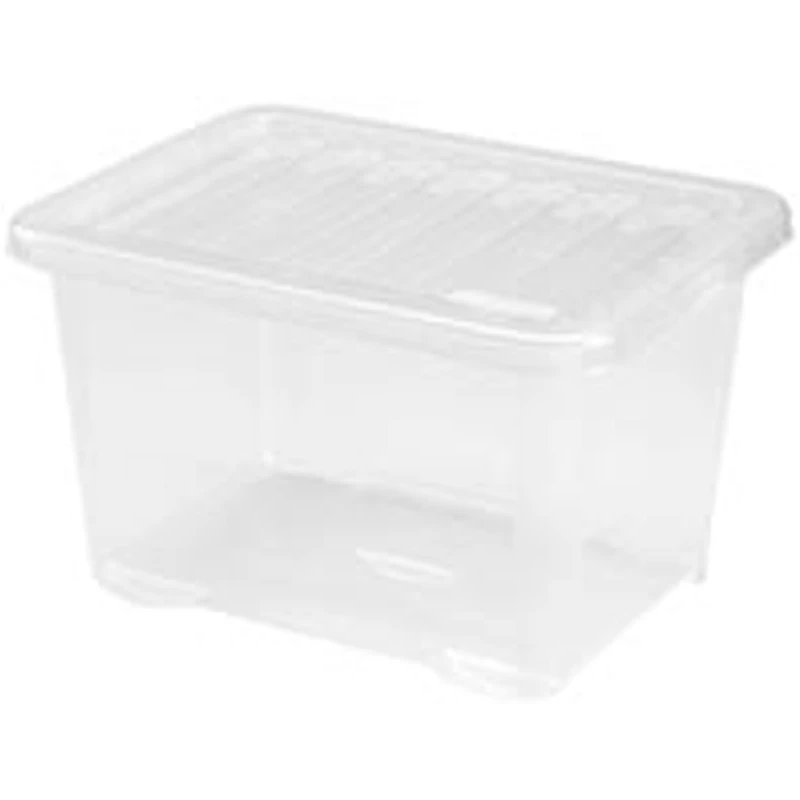 Heidrun Quasar átlátszó tároló doboz 28 literes, 43x33x26 cm méretben, műanyag tetővel, praktikus rendszerező és tárolódoboz otthonra vagy irodába-2