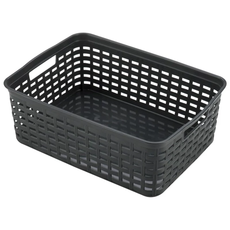 Heidrun rattan hatású műanyag kosár 39x29x13 cm, nagy tároló kosár-2