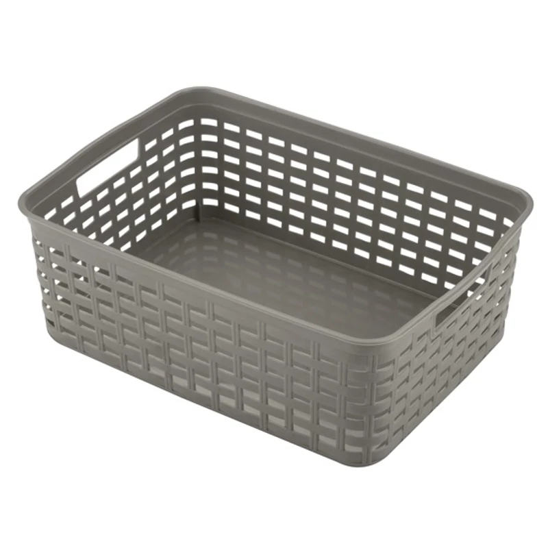 Heidrun rattan hatású műanyag kosár 39x29x13 cm, nagy tároló kosár-3