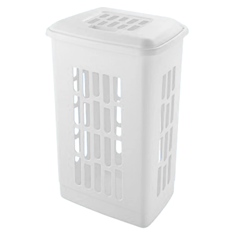Heidrun szennyestartó 60 literes, 44x33x60 cm méretben, fehér színű, praktikus és tágas szennyeskosár fürdőszobába