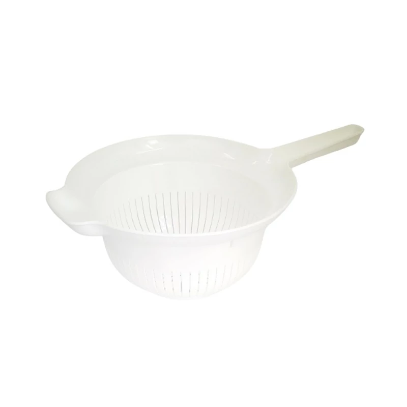 Heidrun nyeles tésztaszűrő 24x39x12 cm méretben, nagyméretű műanyag szűrő edény tészta, zöldség és gyümölcs lecsöpögtetéséhez-2