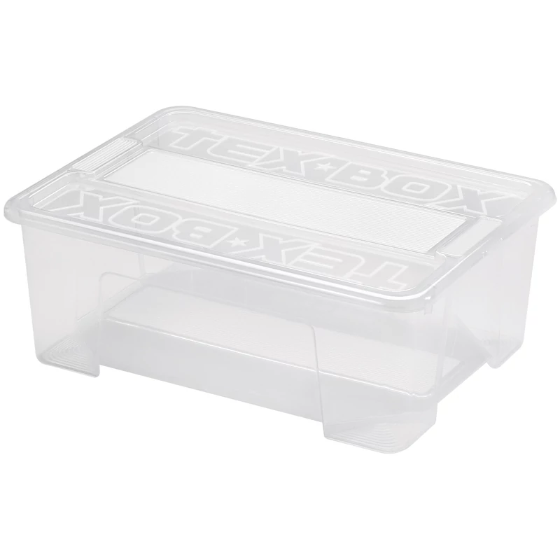 Heidrun Tex Box 2 átlátszó tárolódoboz 10L tetővel – 38x28x14cm praktikus műanyag doboz