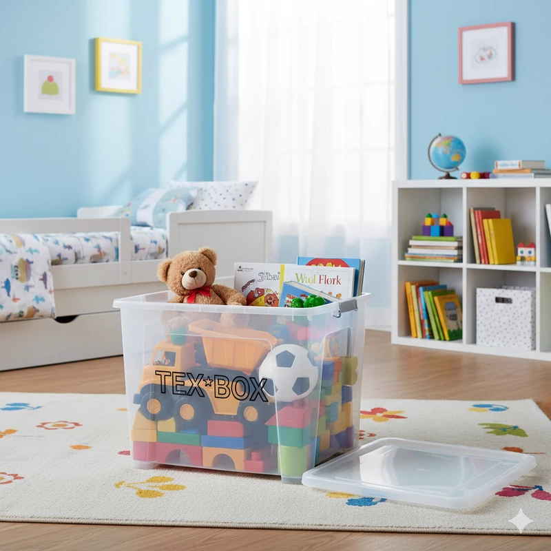 Heidrun Tex Box 8 extra nagyméretű átlátszó tárolódoboz fedéllel – 150 literes kapacitás-3