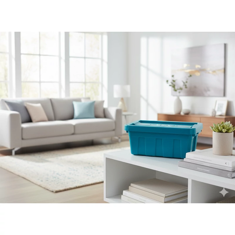 Heidrun The Box 12,5 literes kék műanyag tárolódoboz tetővel – 45x29x15,5cm méretben-4