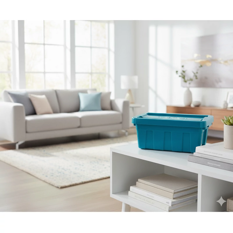 Heidrun The Box 20 literes kék tárolódoboz tetővel – 45x29x24cm méretű műanyag rendszerező-4