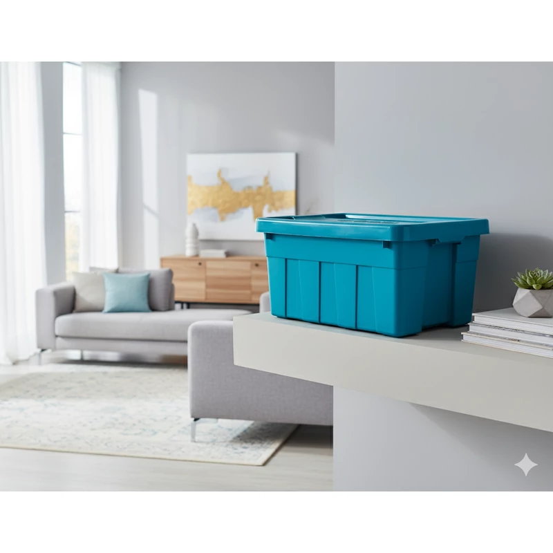 Heidrun The Box 45 literes nagy méretű kék tárolódoboz tetővel – 59x39x27cm-2