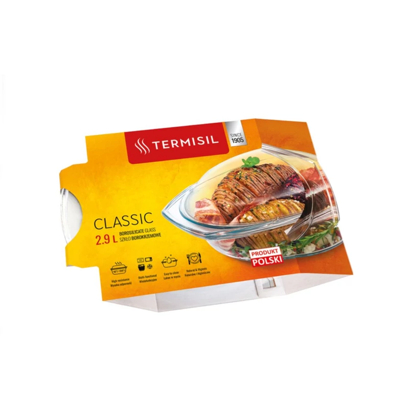 TERMISIL hőálló jénai edény fedővel 2,9 liter – boroszilikát üveg, Classic modell, 33x21,7x9,2 cm-3