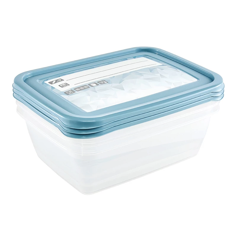 Keeeper Mia Magic Ice 3 darabos 1,25 literes téglalap alakú ételtároló doboz készlet kék fedéllel-3