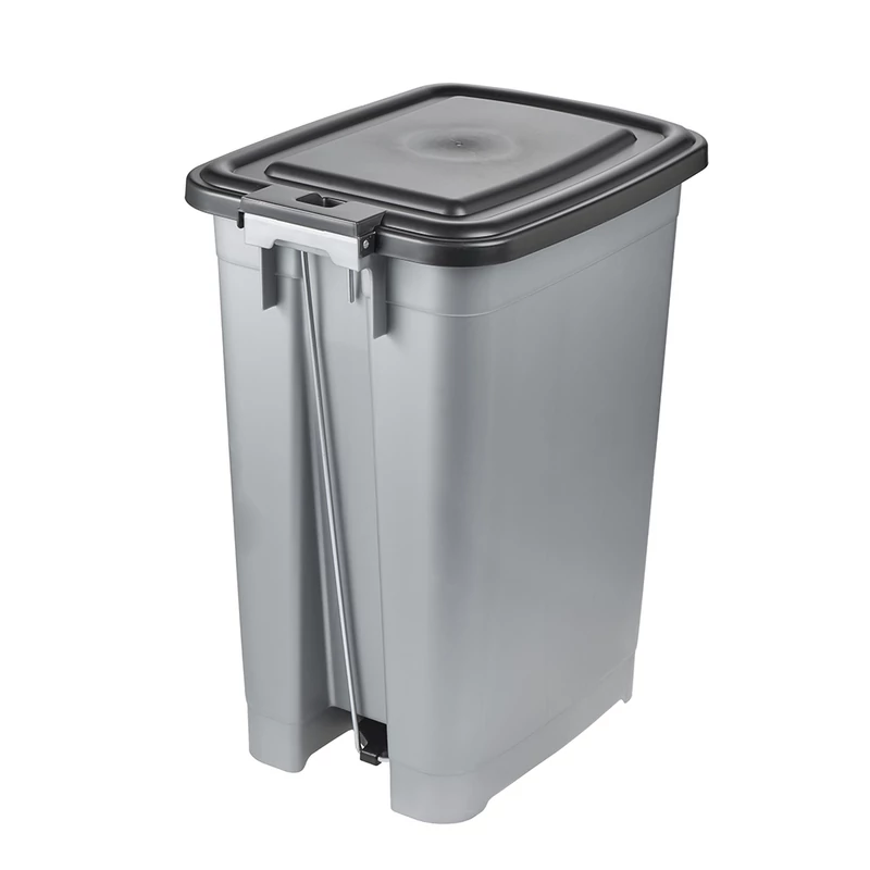 Keeeper OLAF 40 literes nagyméretű pedálos szemetes kuka világosezüst színben-2