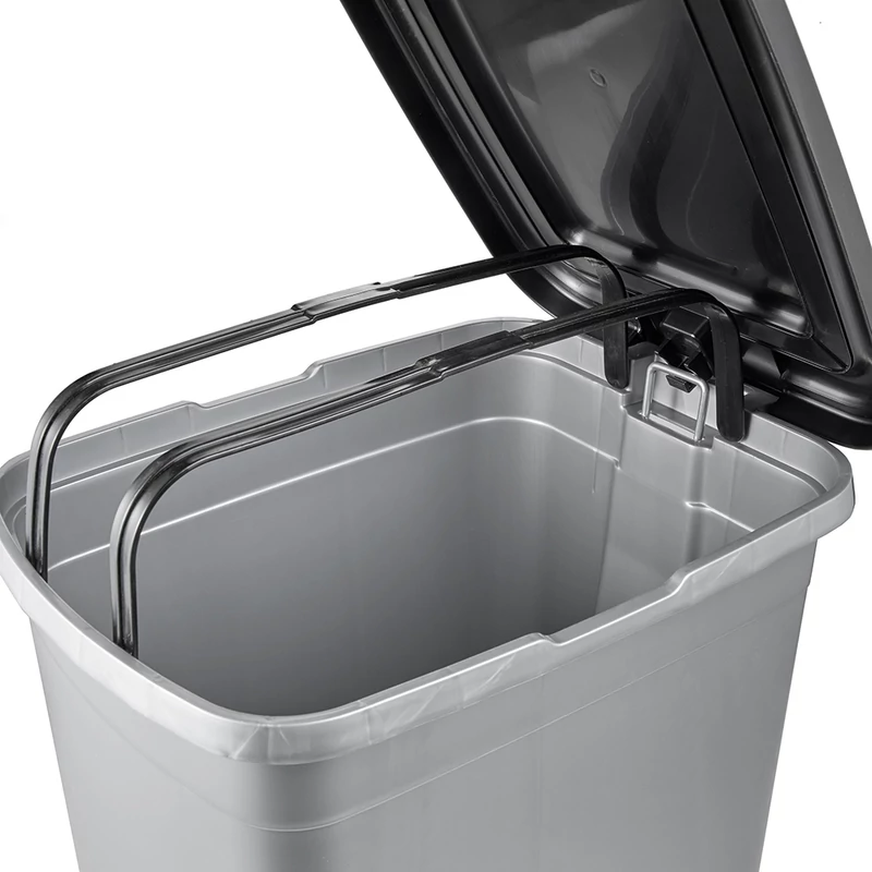 Keeeper OLAF 40 literes nagyméretű pedálos szemetes kuka világosezüst színben-5