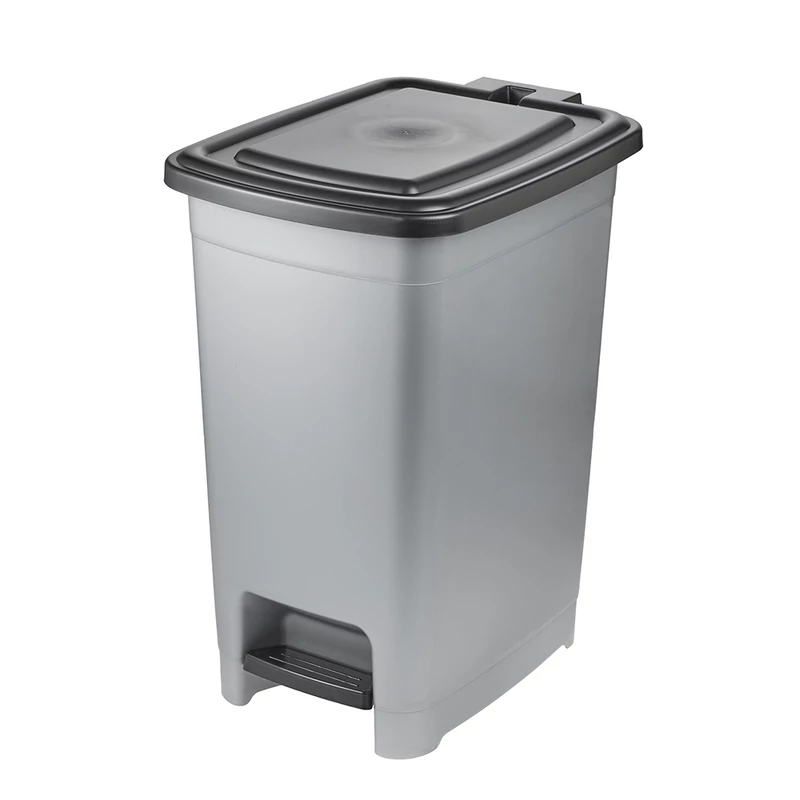 Keeeper OLAF 40 literes nagyméretű pedálos szemetes kuka világosezüst színben