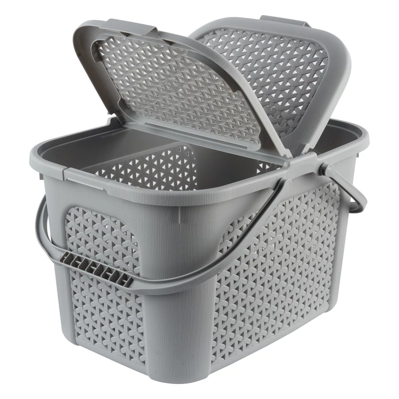 Keeeper picnic kosár rattan stílusú 28L szürke 35x46x28,5cm -2