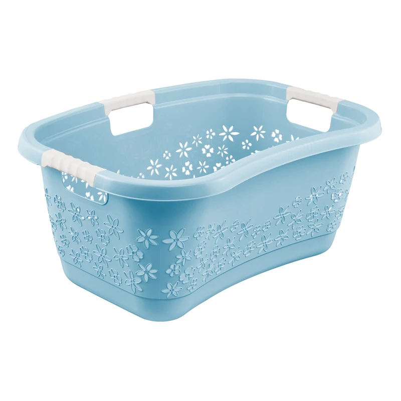 Keeeper kék ergonomikus ruhaskosar 50L, 65x45x28cm, puha fogantyus muanyag szennyestarto