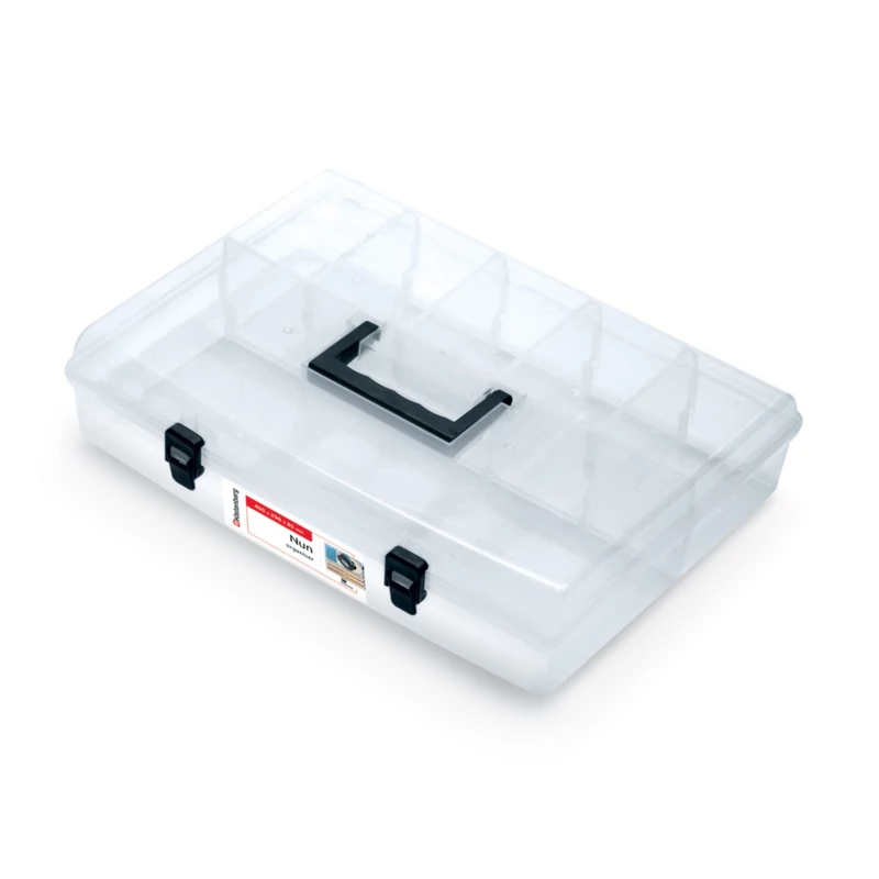 Kistenberg átlátszó rendszerező doboz – Unibox, 40x29,8x8,5 cm, nagy méretű tárolódoboz szerszámokhoz és kiegészítőkhöz