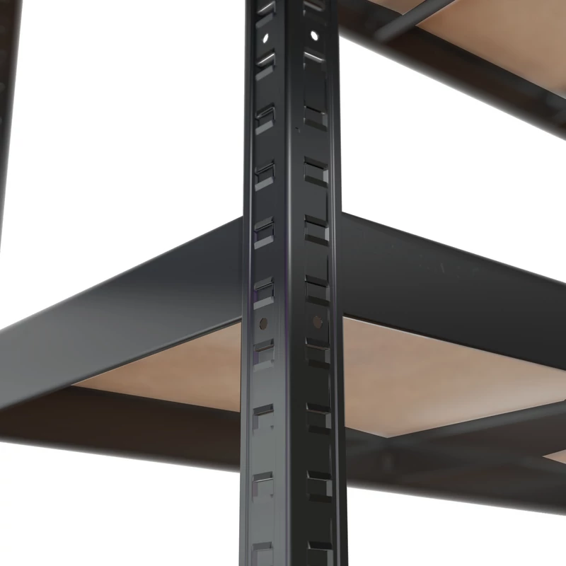 Metalkas fém polc, fekete, 5 polcos, HDF, 180×90×40 cm-2