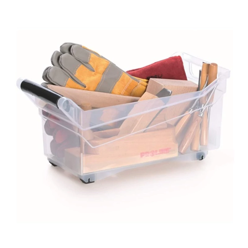 Prosperplast átlátszó tároló doboz 10 liter – fogantyús, görgős kivitel, 38x17,7x18 cm