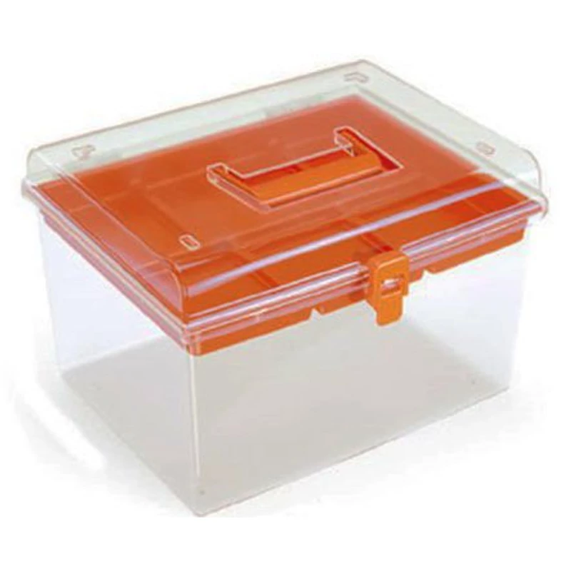 Prosperplast rendszerező doboz 19,5x17,4x13,5 cm – csatos záródás, fogantyúval és kivehető tálcával