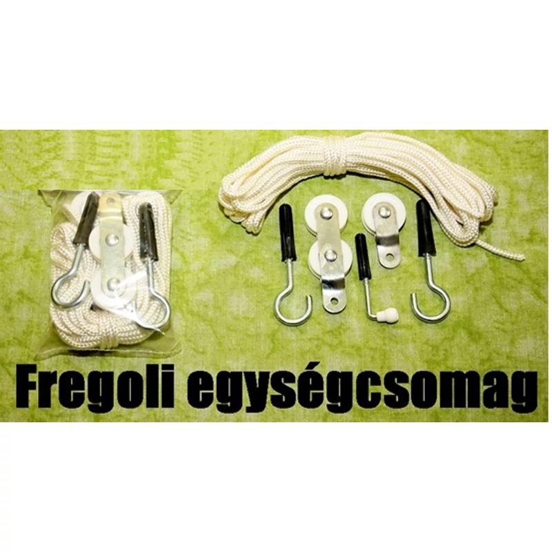 Fregoli egységcsomag – mennyezeti ruhaszárító komplett szerelőkészlet, tartóelemekkel és zsinórokkal-2