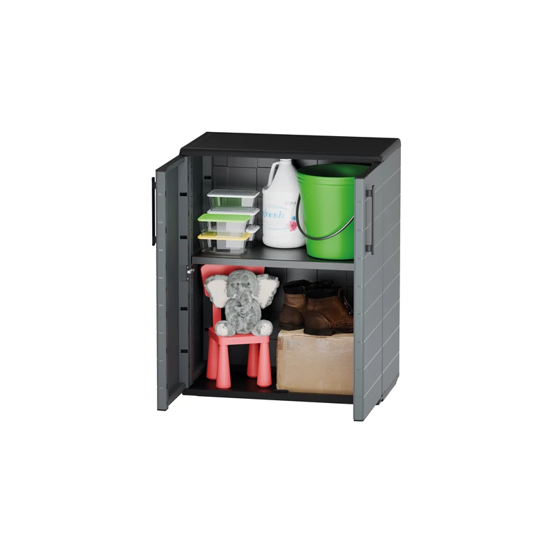 Félmagas szekrény újrahasznosítható polipropilénből, acél zsanérokkal és állítható polccal, mérete: 680×370×840 mm-3