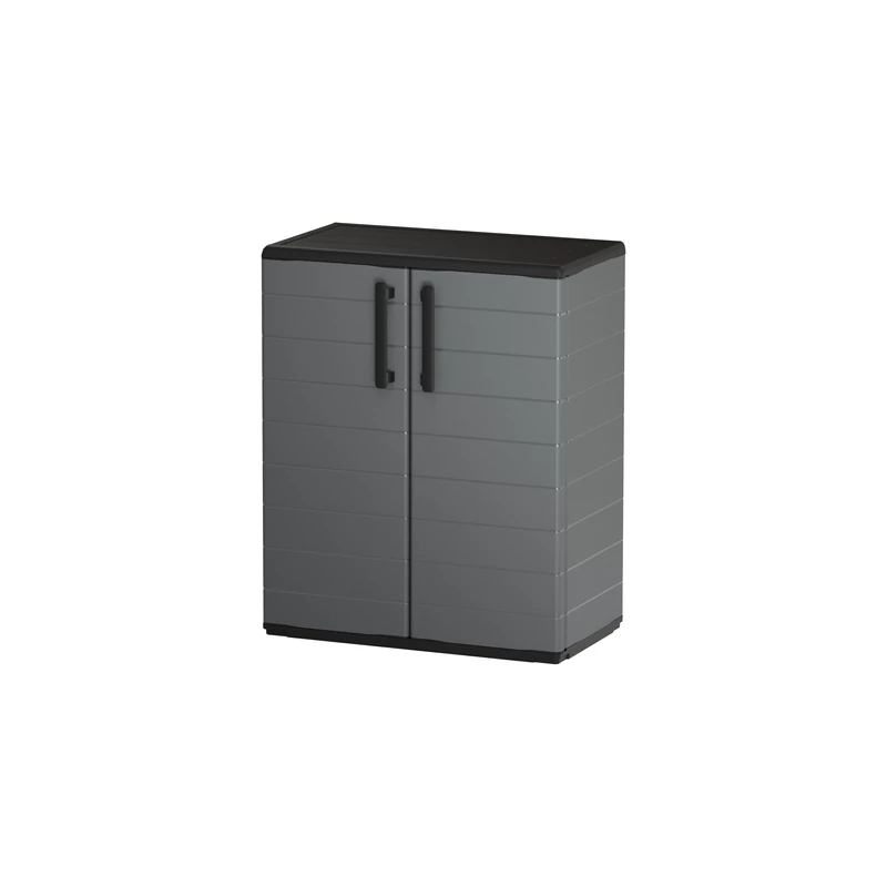 Félmagas szekrény újrahasznosítható polipropilénből, acél zsanérokkal és állítható polccal, mérete: 680×370×840 mm