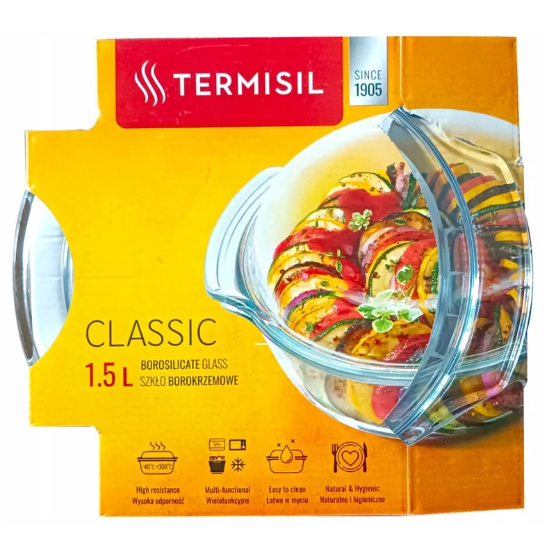 TERMISIL Classic hőálló jénai edény – 1,5 literes, boroszilikát üveg