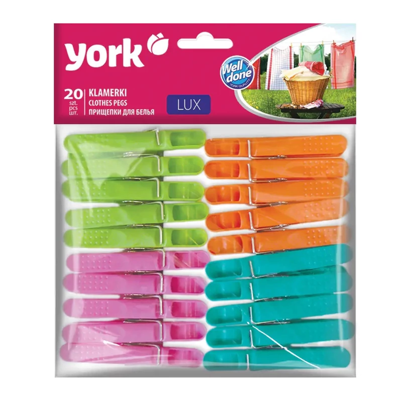 York ruhacsipesz 20 darab 8x1x2,7 cm Lux prémium csipesz ruhaszárításhoz-3