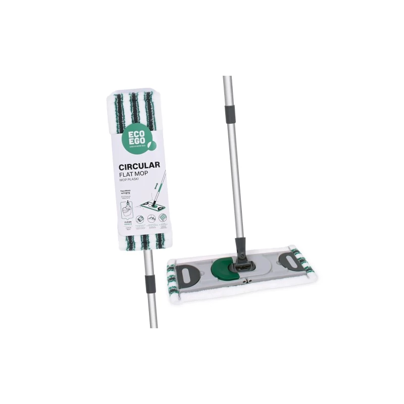 York Eco Ego Circular lapos felmosó szürke-zöld színben, teleszkópos nyéllel és mikroszálas fejjel
