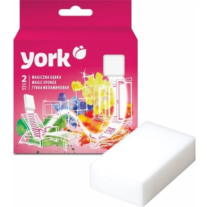York háztartási szivacs – Magic, 2 darabos, 11x6,0x2,5 cm, erős dörzsis felület makacs szennyeződésekhez-2