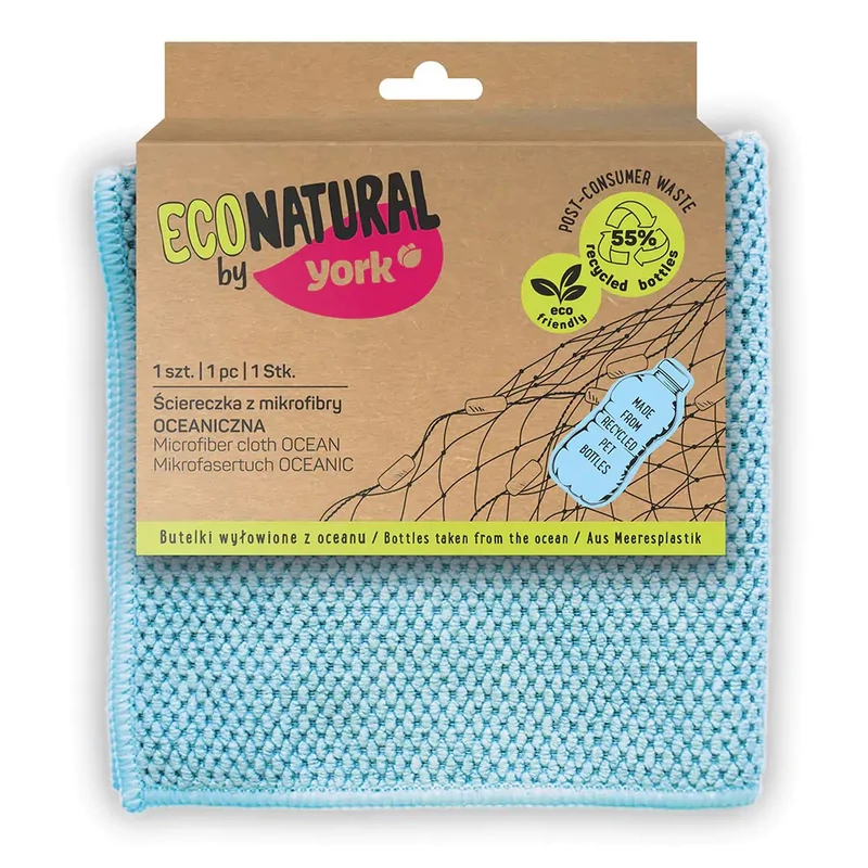 York mikroszálas háztartási kendő – Ocean Eco Natural, 30x30 cm, környezetbarát tisztítókendő csíkmentes takarításhoz